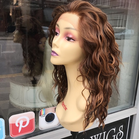 Wigs copper ginger brown curly Lacefront 2020  wig - Picture 1 of 8